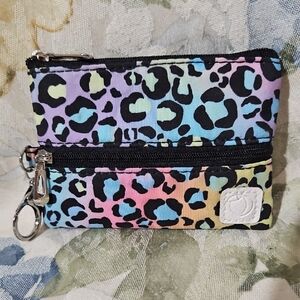 ITZY RITZY Double Zipper Mini Bag-MultiColor Cheetah-Silver Hardware-4.5" x 3"